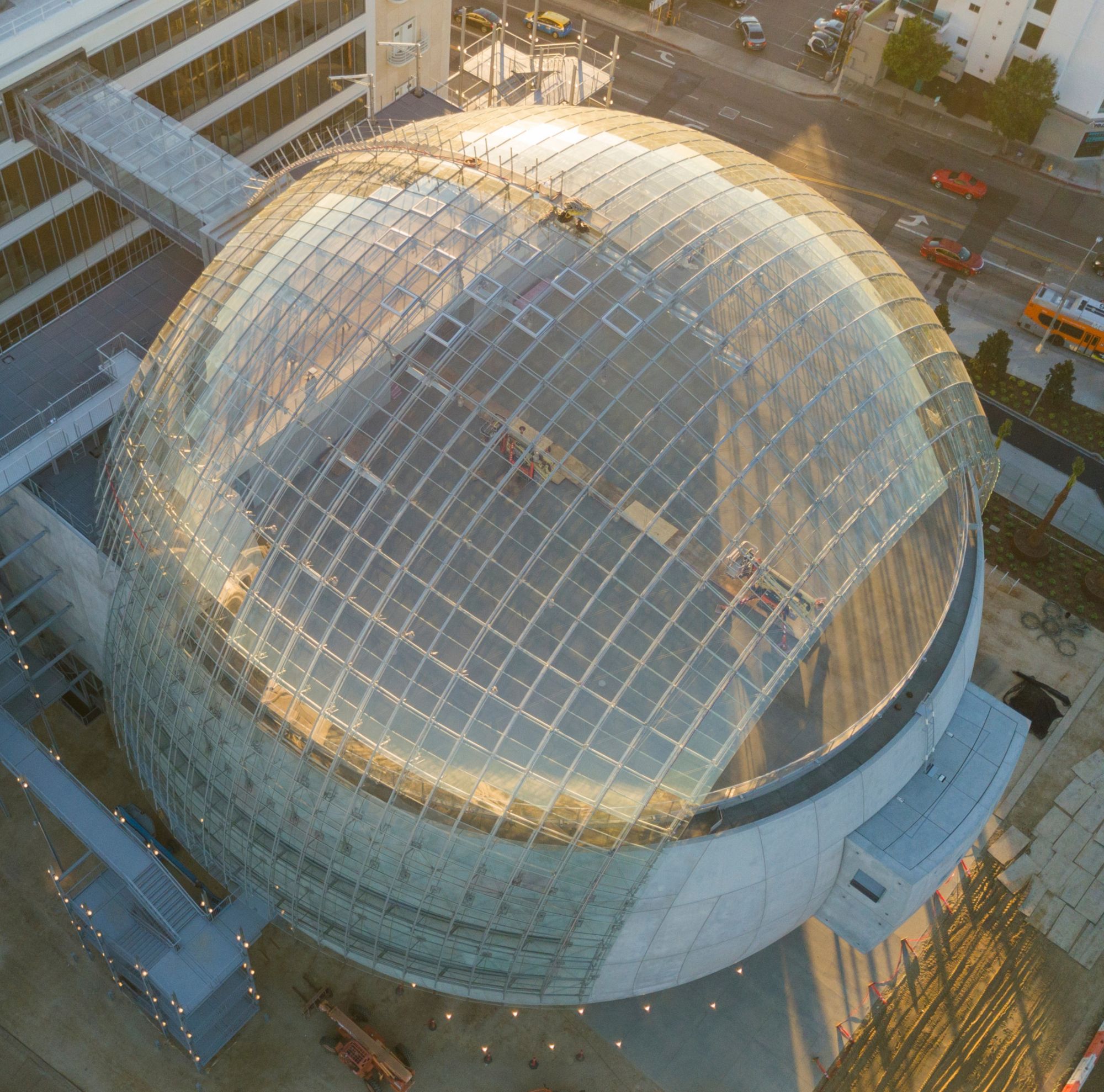 Building with glass dome 